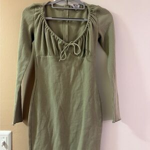 Princess Polly Sage Green Long Sleeve Dress